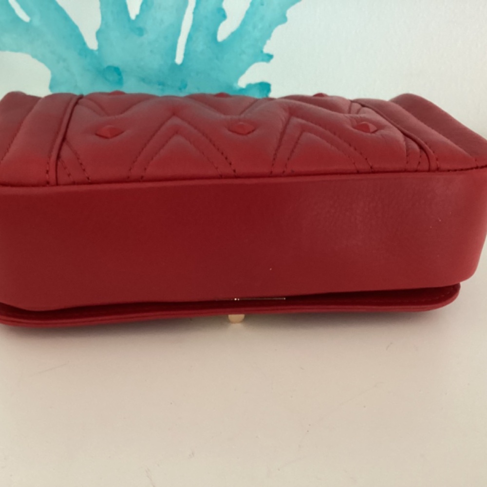 REDUCED VALENTINO by Mario Valentino Quilted Red Leather Shoulder Crossbody Bag - Picture 9 of 13